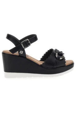 Sandali neri con zeppa e catena decorativa Gmv SA0439