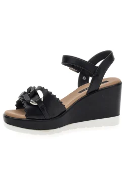 Sandali neri con zeppa e catena decorativa Gmv SA0439