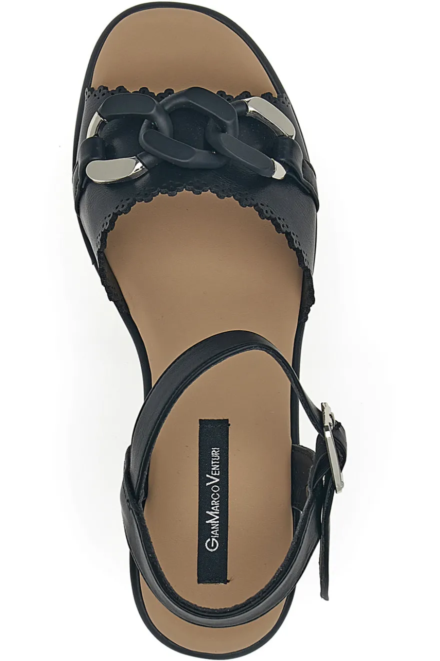 Sandali neri con zeppa e catena decorativa Gmv SA0439