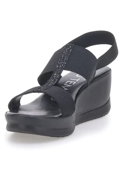 Sandali Neri Con Zeppa Elasticizzati MIO TEMPO 2210/9738
