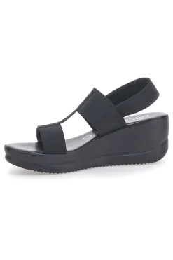Sandali Neri Con Zeppa Elasticizzati MIO TEMPO 2210/9738