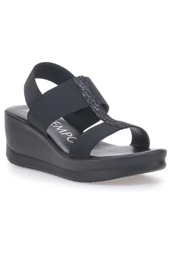 Sandali Neri Con Zeppa Elasticizzati MIO TEMPO 2210/9738