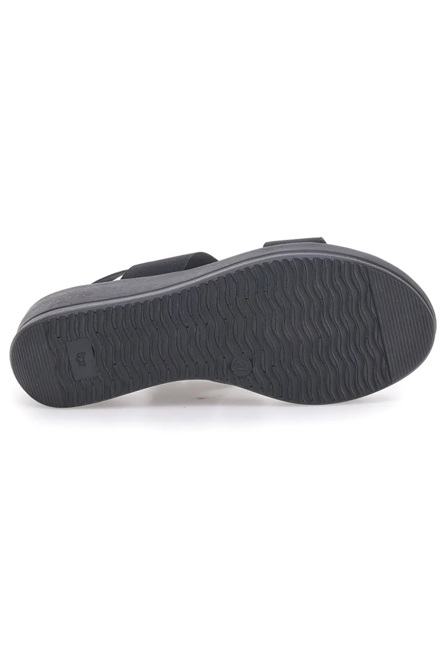 Sandali Neri Con Zeppa Elasticizzati MIO TEMPO 2210/9738