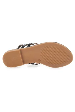 Sandali Neri e Oro Con Suola Flat The First 19465