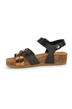 Sandali neri e rame con sottopiede in pelle Pittarello Eco 293A850SR