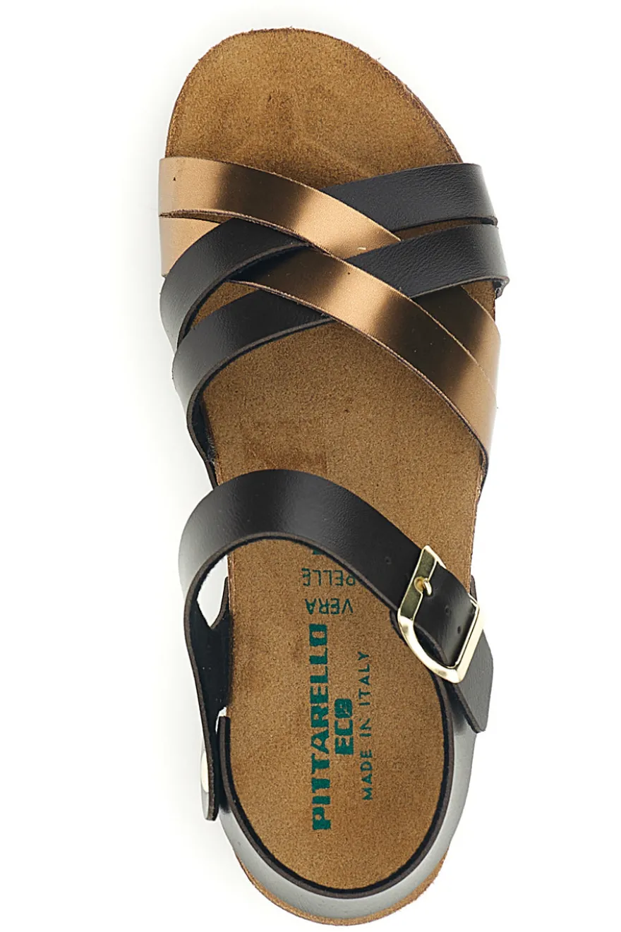 Sandali neri e rame con sottopiede in pelle Pittarello Eco 293A850SR