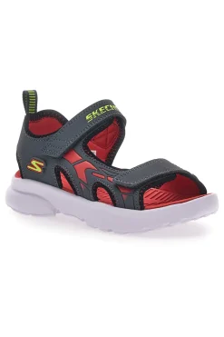 Sandali Neri e Rossi In Tessuto Skechers Razor Splash Aqua Buddies