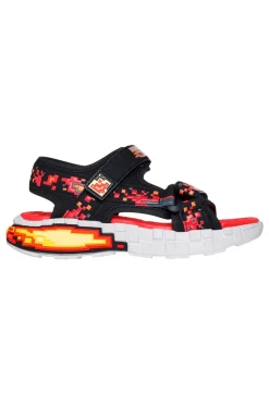 Sandali neri e rossi sportivi con stampa pixel Skechers Mega-Splash 4K