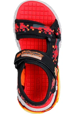 Sandali neri e rossi sportivi con stampa pixel Skechers Mega-Splash 4K