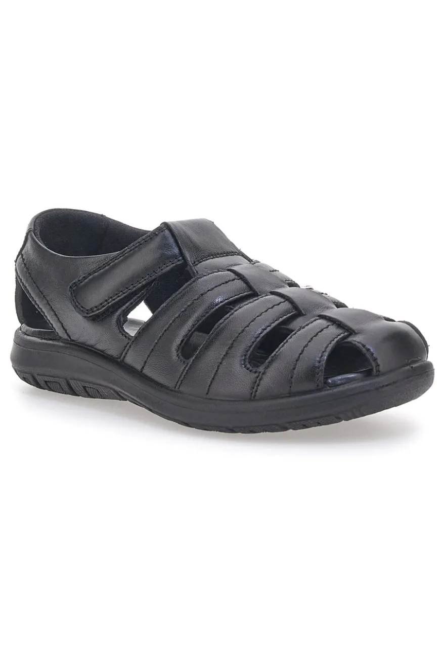 Sandali neri Fisherman in vera pelle Fly Nature FD101