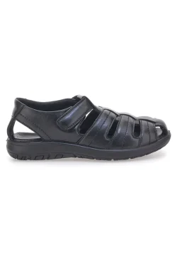Sandali neri Fisherman in vera pelle Fly Nature FD101