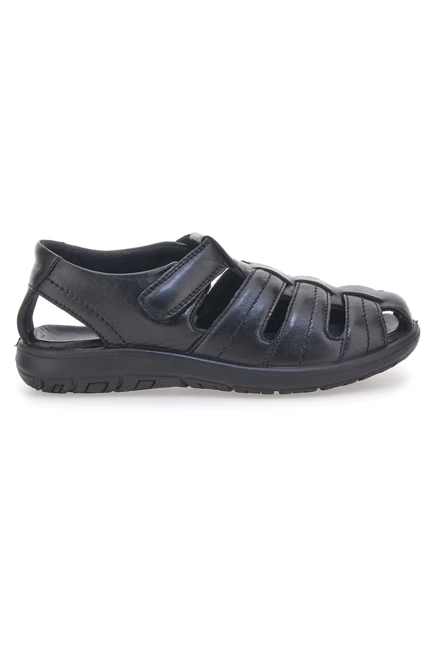 Sandali neri Fisherman in vera pelle Fly Nature FD101