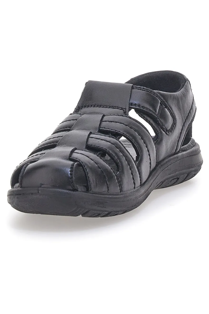 Sandali neri Fisherman in vera pelle Fly Nature FD101