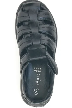 Sandali neri Fisherman in vera pelle Fly Nature FD101