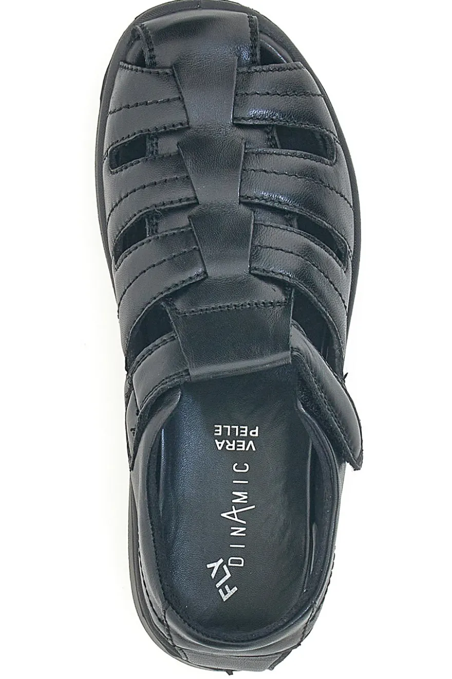 Sandali neri Fisherman in vera pelle Fly Nature FD101