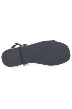 Sandali Neri Flat con Dettaglio Catena Ferre' F251
