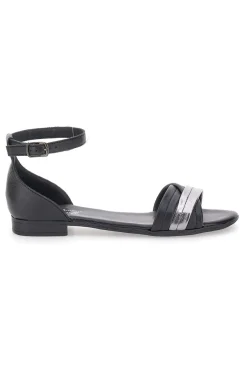 Sandali Neri Flat Con Dettagli Argentati Pittarello Look 225410