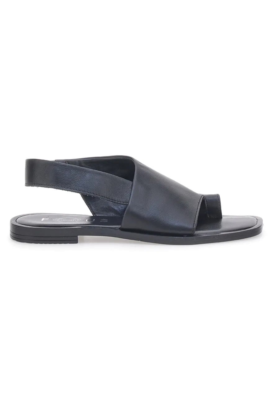 Sandali Neri Flat in Pelle Made in Italy Pittarello Focus 19348