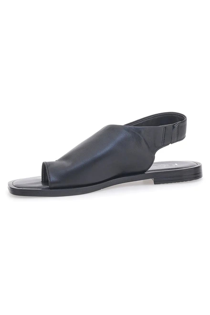Sandali Neri Flat in Pelle Made in Italy Pittarello Focus 19348