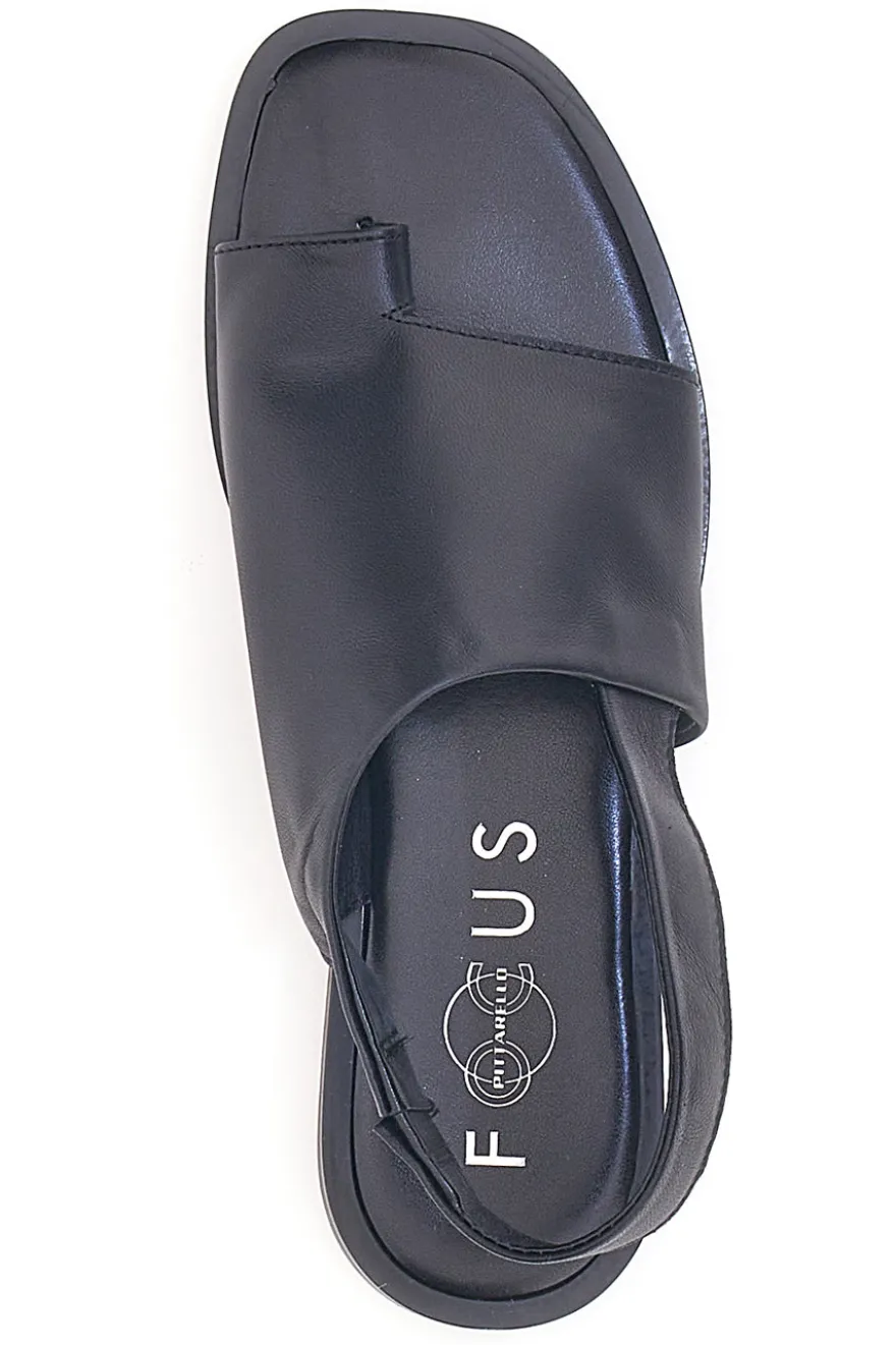 Sandali Neri Flat in Pelle Made in Italy Pittarello Focus 19348