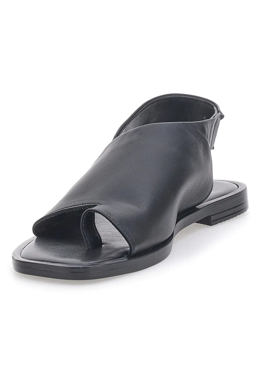 Sandali Neri Flat in Pelle Made in Italy Pittarello Focus 19348