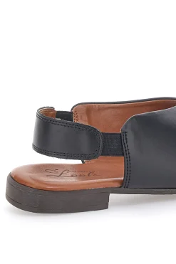 Sandali Neri Flat In Vera Pelle Con Elastico Pittarello Look 225435