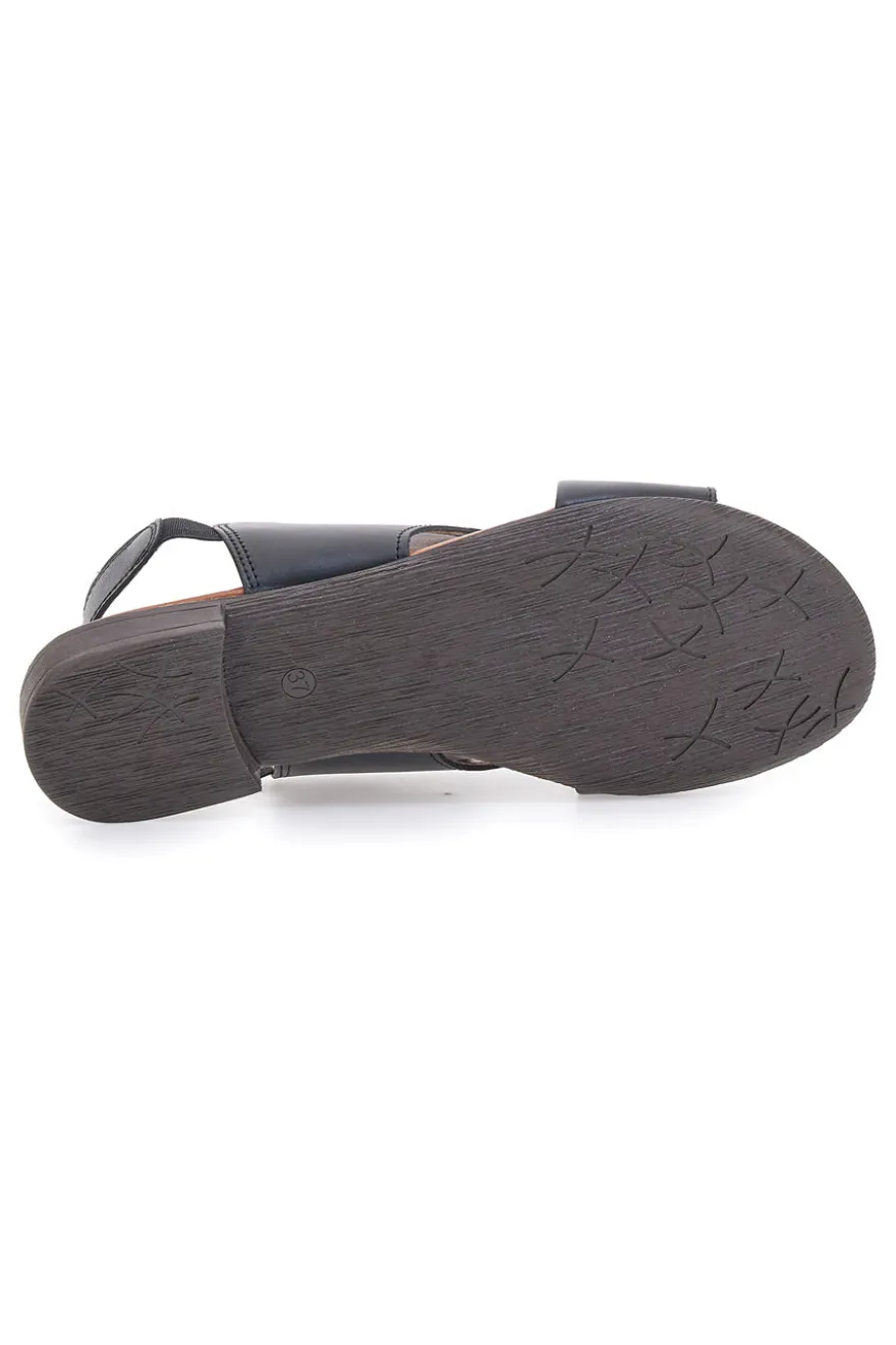 Sandali Neri Flat In Vera Pelle Con Elastico Pittarello Look 225435