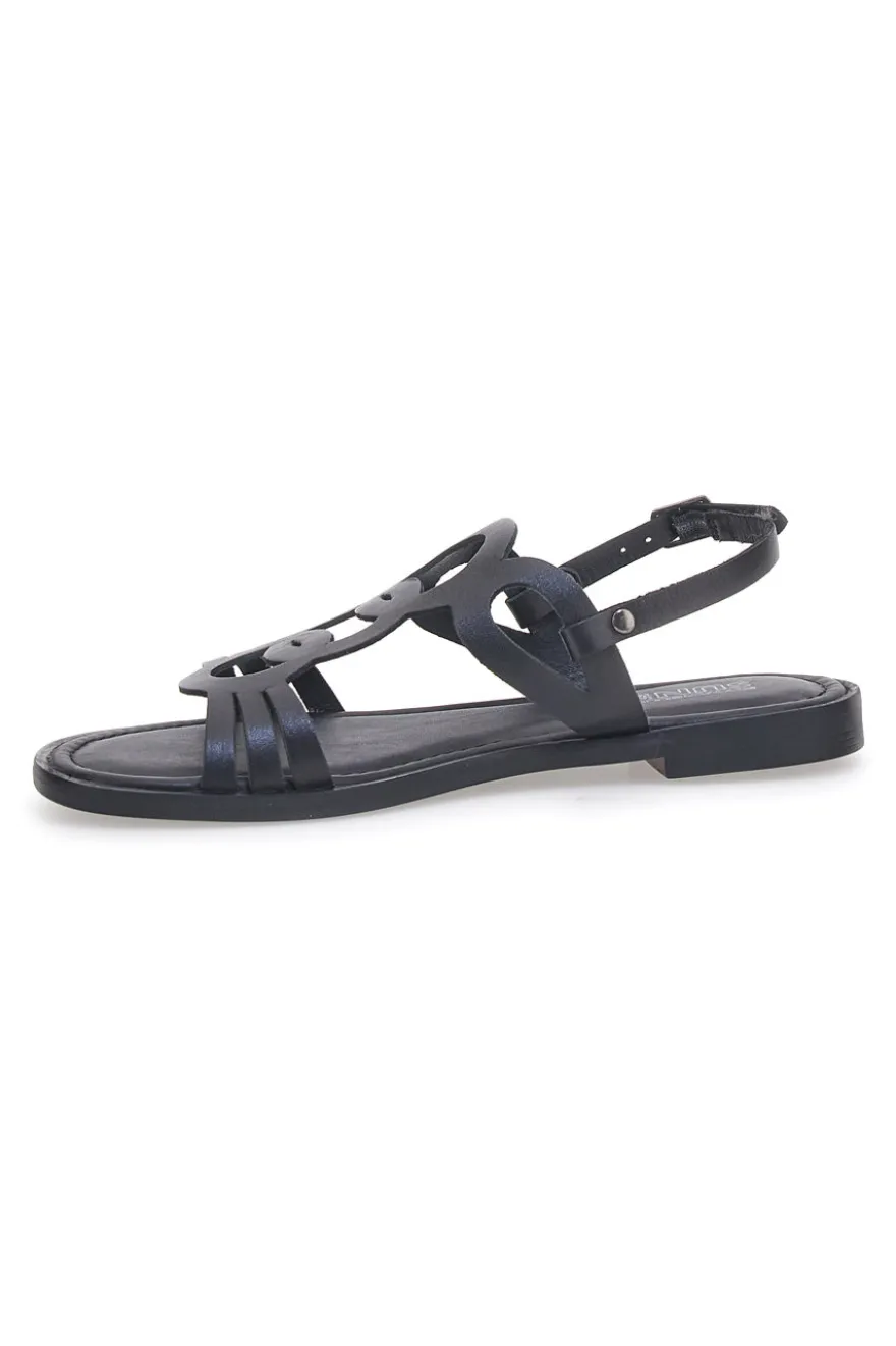 Sandali Neri Flat In Vera Pelle Pittarello Sun A6440101
