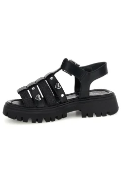 Sandali neri glitter con borchie e fibbie Laura Biagiotti 9021C9766