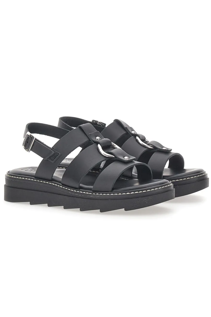 Sandali Neri In Pelle 100% Eco Friendly Pittarello Rock 5835