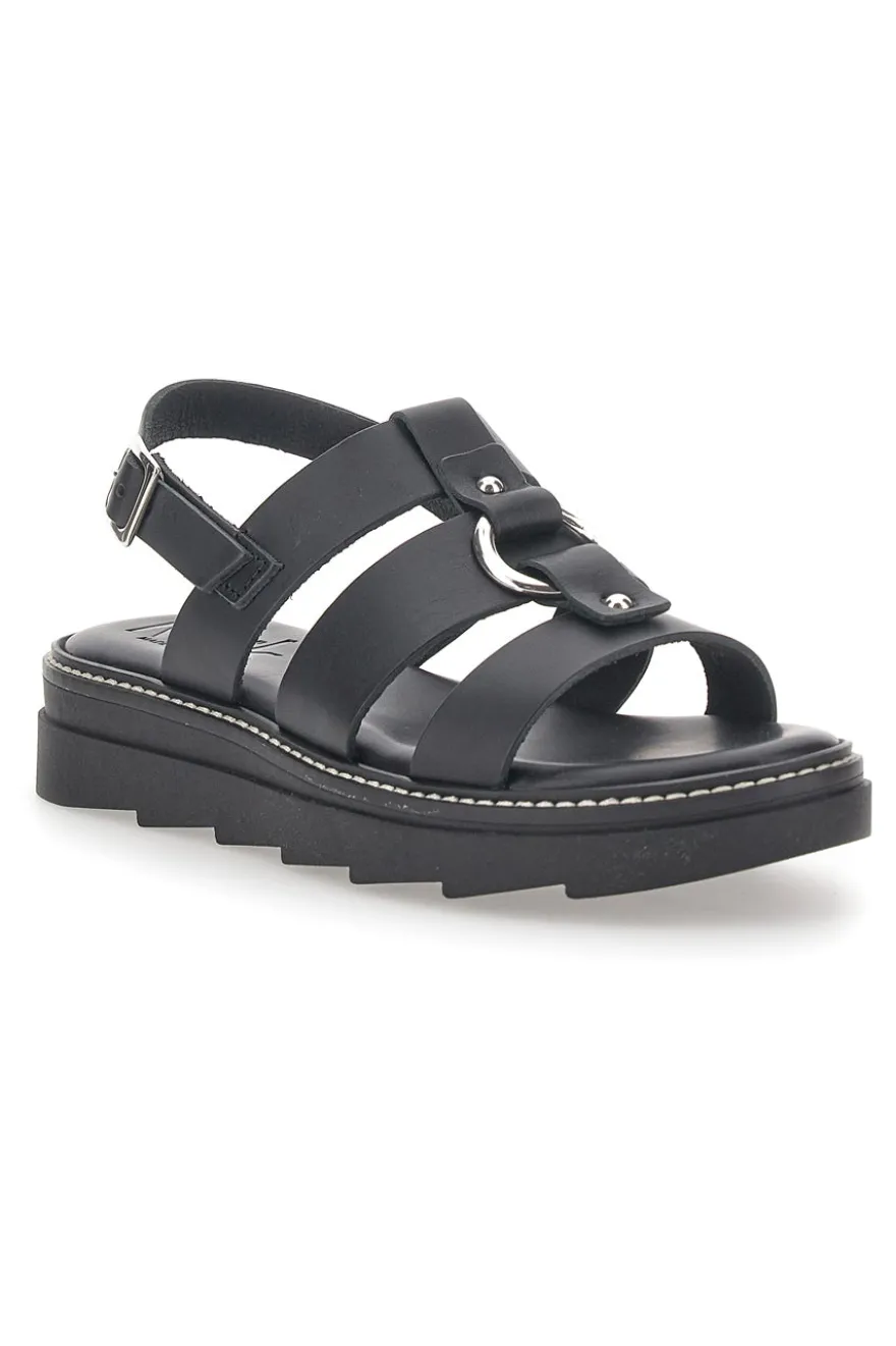 Sandali Neri In Pelle 100% Eco Friendly Pittarello Rock 5835