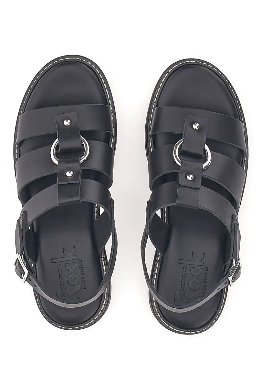 Sandali Neri In Pelle 100% Eco Friendly Pittarello Rock 5835