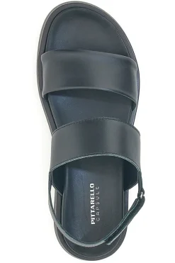 Sandali neri in pelle con doppia fascia e chiusura in velcro Pittarello Focus 28066IN