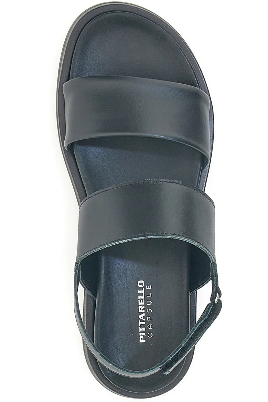 Sandali neri in pelle con doppia fascia e chiusura in velcro Pittarello Focus 28066IN