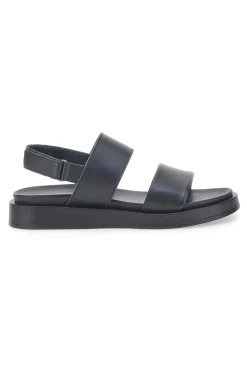 Sandali neri in pelle con doppia fascia e chiusura in velcro Pittarello Focus 28066IN
