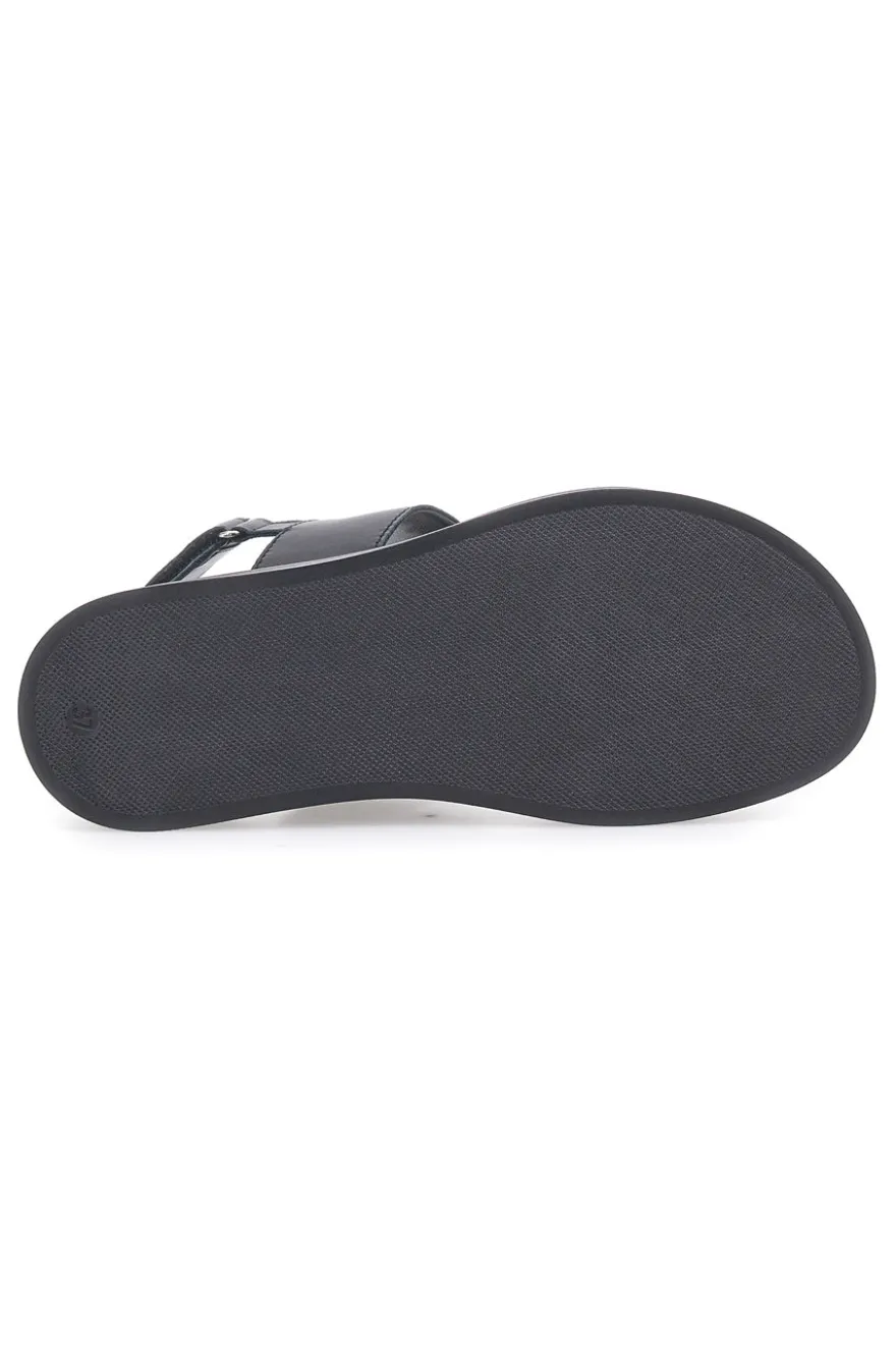 Sandali neri in pelle con doppia fascia e chiusura in velcro Pittarello Focus 28066IN