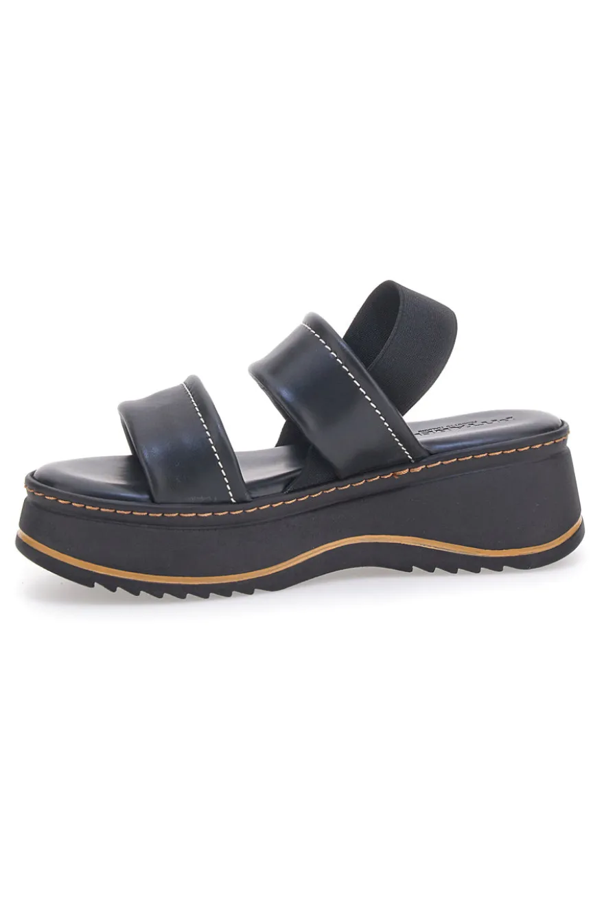 Sandali Neri in Pelle con Platform e Elastico Posteriore PITTARELLO 54874