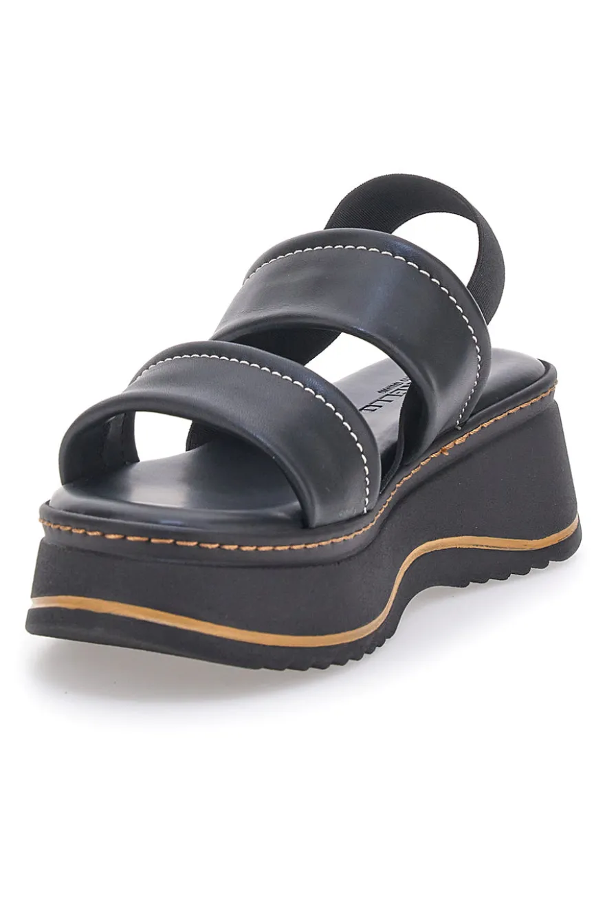 Sandali Neri in Pelle con Platform e Elastico Posteriore PITTARELLO 54874
