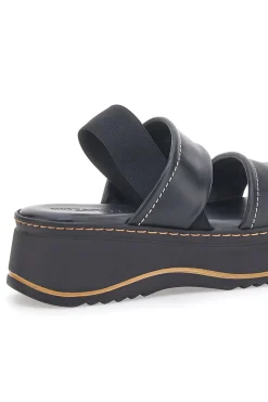 Sandali Neri in Pelle con Platform e Elastico Posteriore PITTARELLO 54874