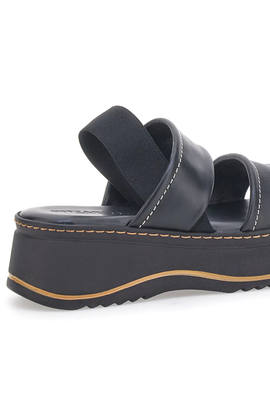 Sandali Neri in Pelle con Platform e Elastico Posteriore PITTARELLO 54874