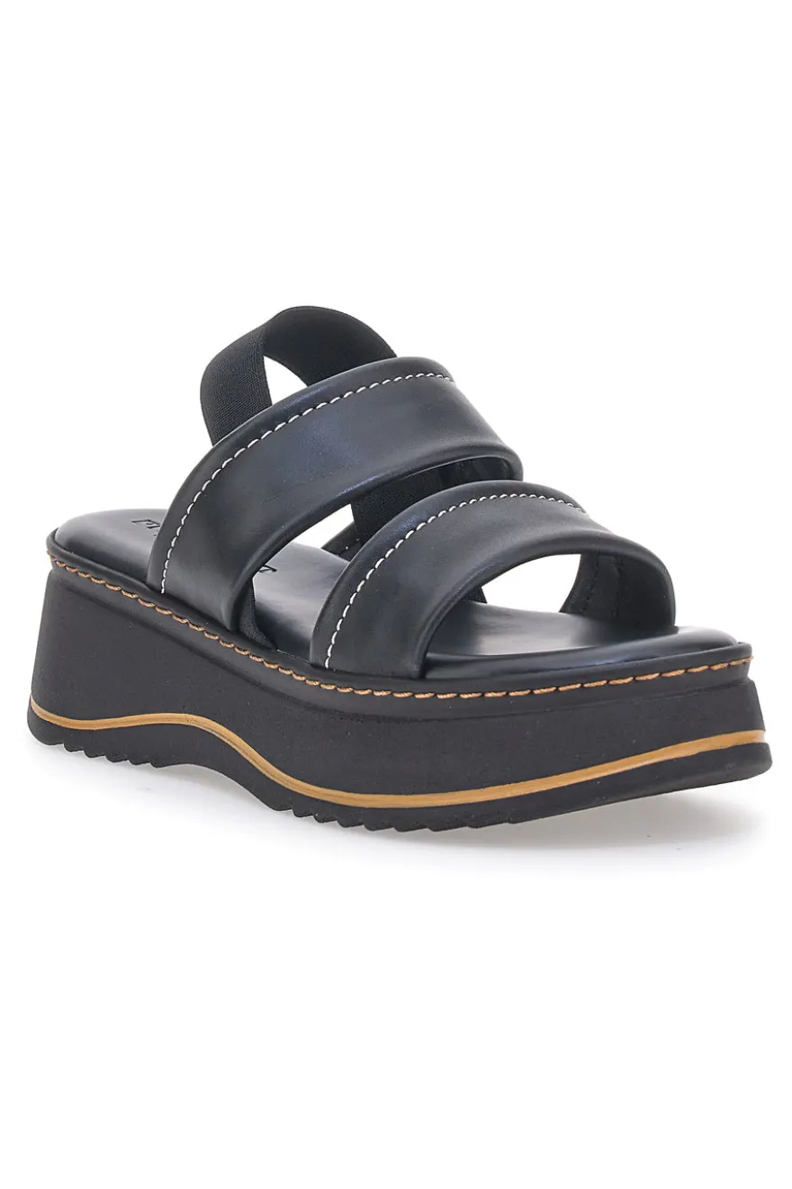 Sandali Neri in Pelle con Platform e Elastico Posteriore PITTARELLO 54874