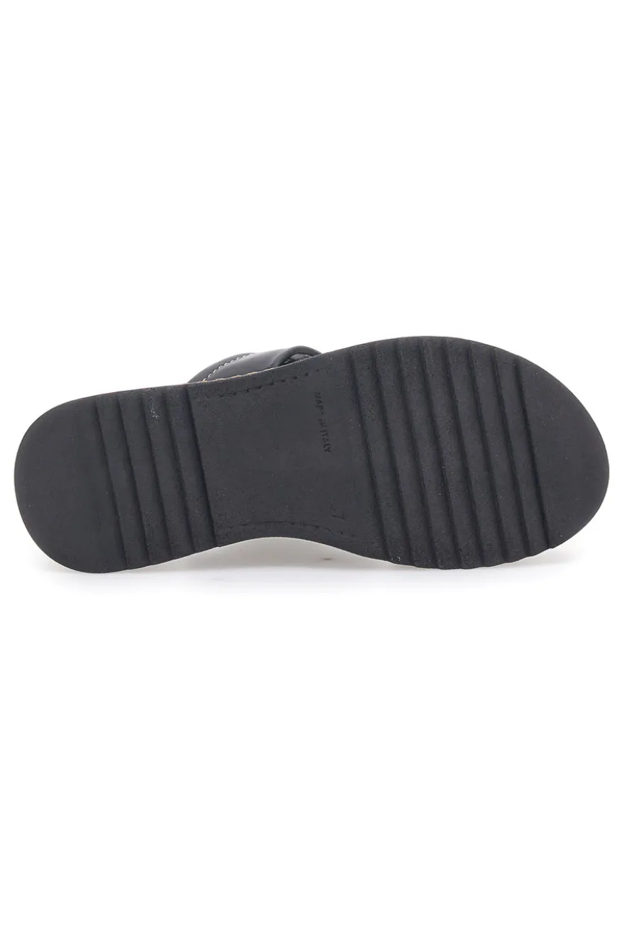 Sandali Neri in Pelle con Platform e Elastico Posteriore PITTARELLO 54874