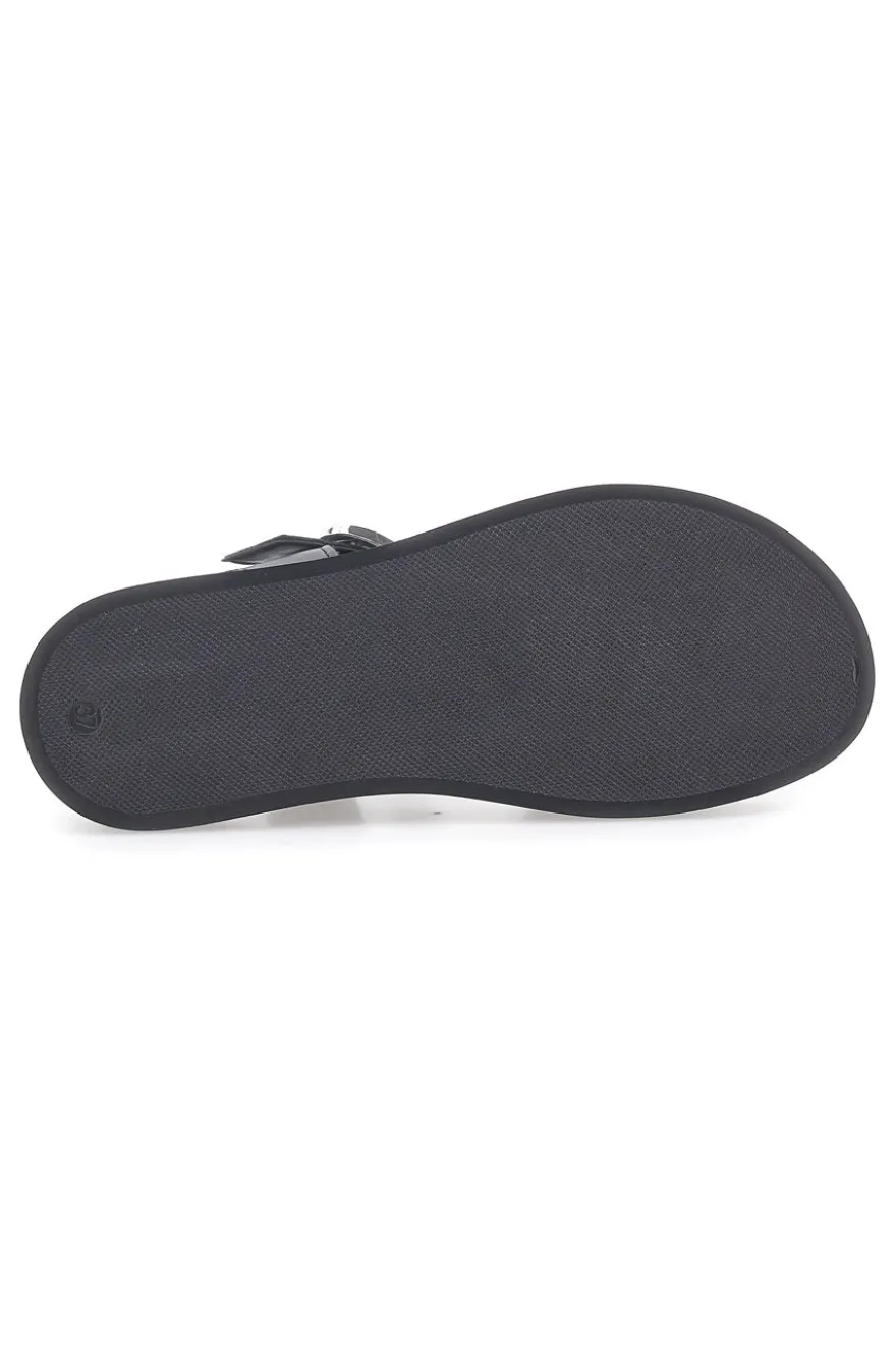 Sandali neri in pelle con fascette incrociate e fibbia Pittarello Focus 28065PE
