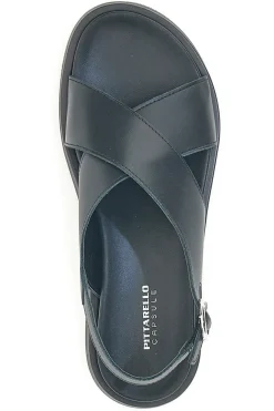 Sandali neri in pelle design minimal Pittarello Focus 28058