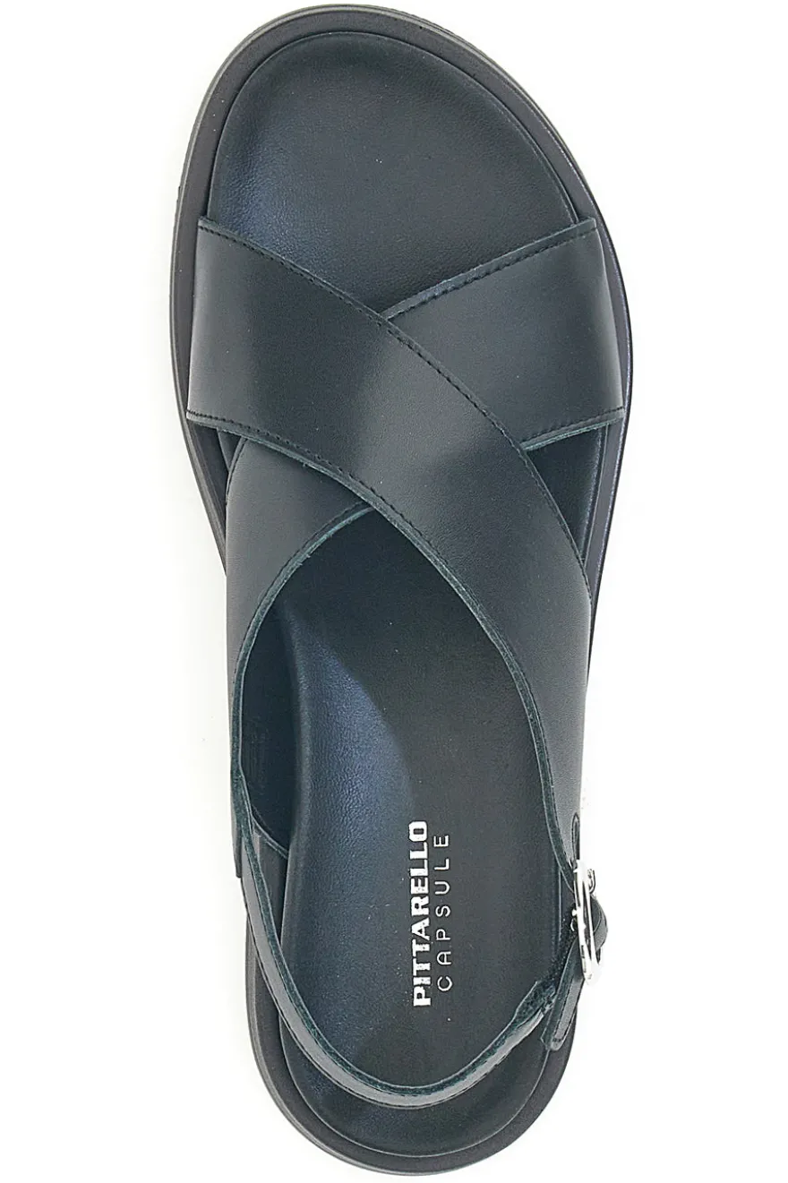 Sandali neri in pelle design minimal Pittarello Focus 28058