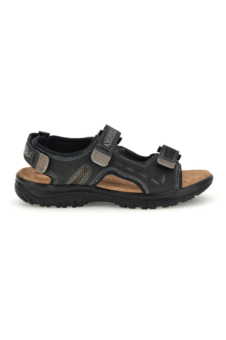 Sandali neri in pelle Superga S86U292