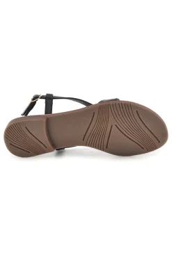 Sandali neri in vera pelle con decoro circolare frontale Pittarello look IF6532