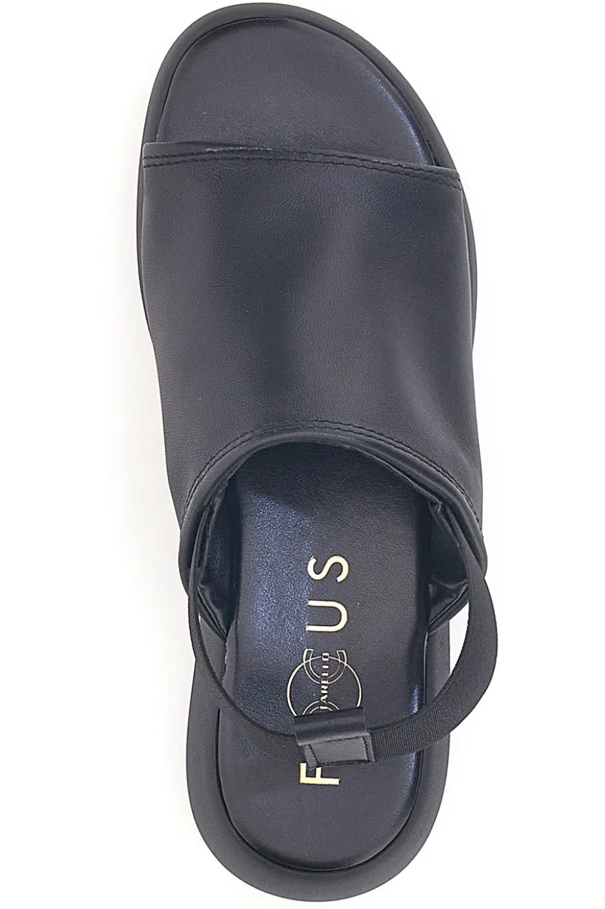 Sandali Neri In Vera Pelle Made in Italy Con Elastico Pittarello Focus 19515