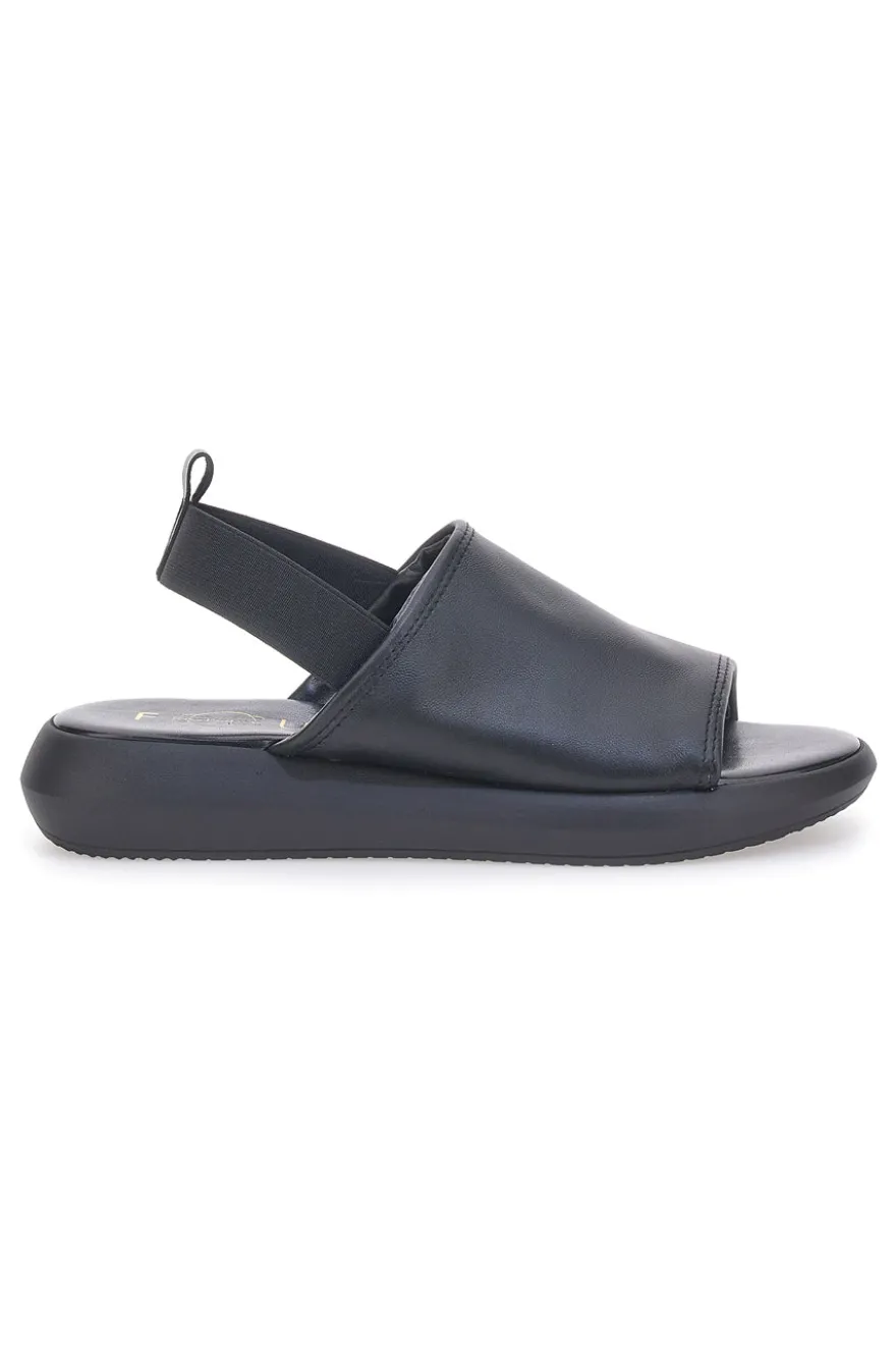 Sandali Neri In Vera Pelle Made in Italy Con Elastico Pittarello Focus 19515