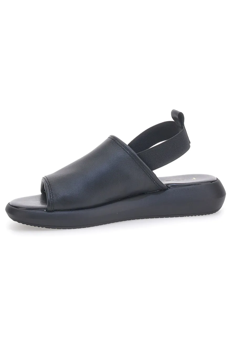 Sandali Neri In Vera Pelle Made in Italy Con Elastico Pittarello Focus 19515